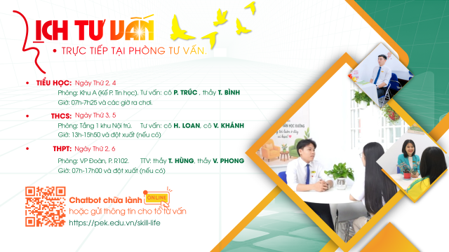 Lịch tư vấn tâm lý học đường năm học 2026 - 2027
