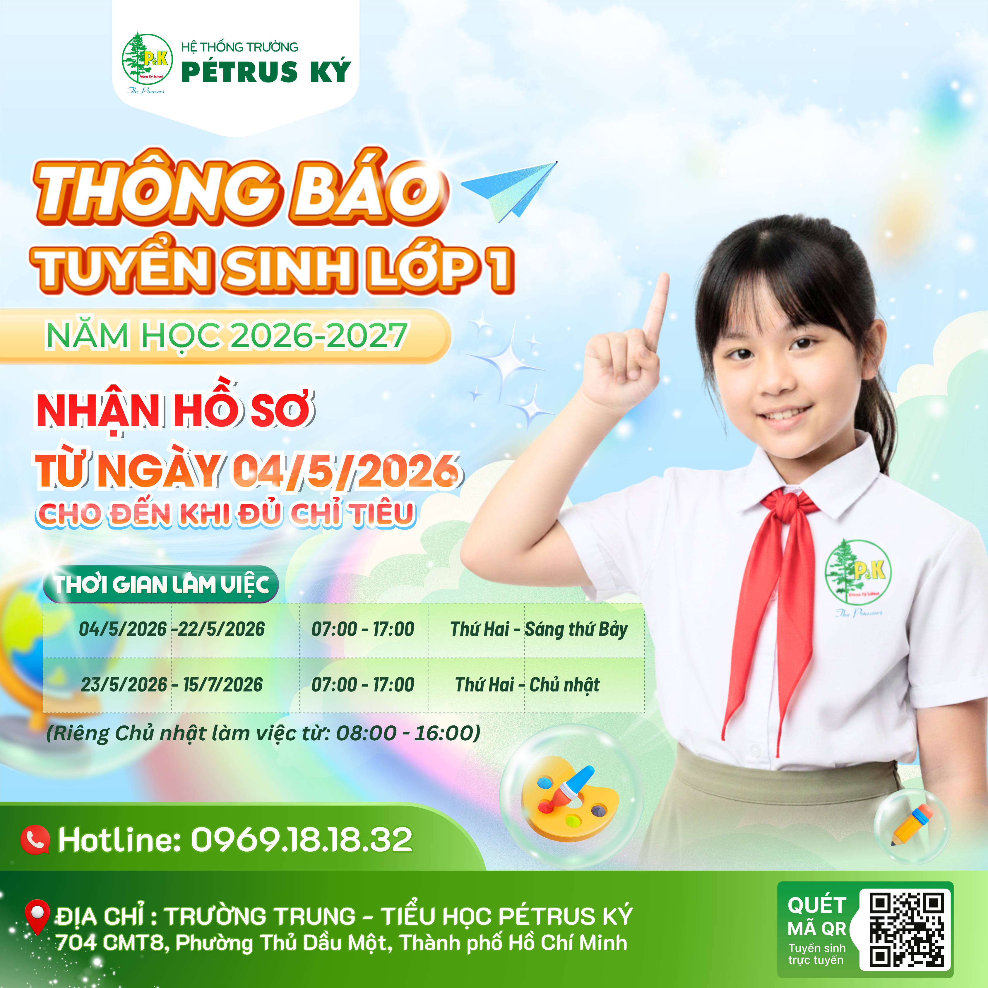 Trường Trung Tiểu - Học Pétrus Ký bắt đầu tiếp nhận hồ sơ tuyển sinh lớp 1 năm học 2026-2027